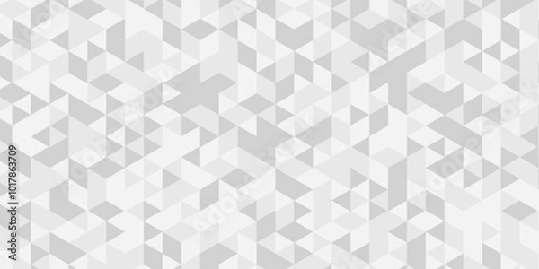 Fototapeta Seamless geometric pattern square shapes low polygon backdrop background. Abstract geometric wall tile and metal cube background triangle wallpaper. Gray and white polygonal background.