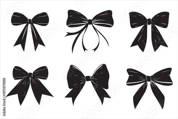 Fototapeta Classic Bow Ribbon Silhouette Vector Design, Decorative Bow Ribbon Silhouette Vector Illustrations,"