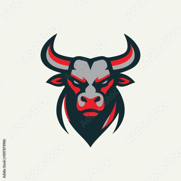 Fototapeta Bull head logo with red shading variations