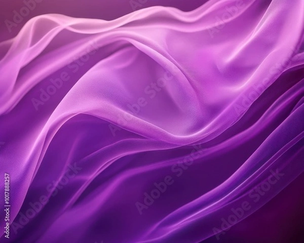 Fototapeta Smooth waves of purple fabric create an abstract image resembling textiles or silk fabric. 