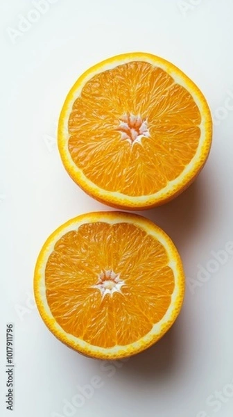 Fototapeta Two Halved Oranges on White Background