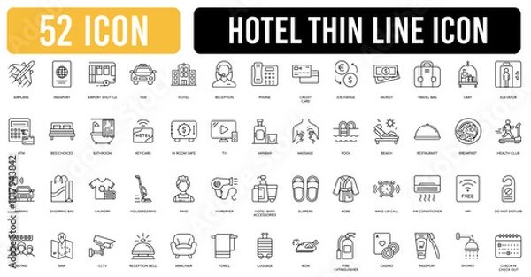 Fototapeta Hotel icon thin line set