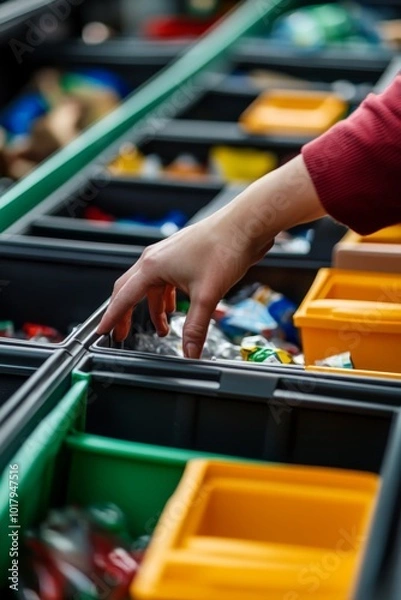 Obraz Recycling Center in Close-Up Action
