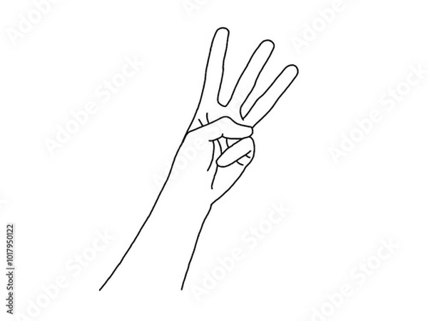 Obraz Three Fingers Up Vector, Number 3 Vector, 3 Finger Symbol, Hand Gesture, Fingers Up Vector Image, Hand Symbol Vector