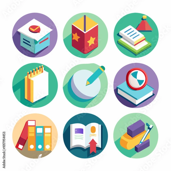 Fototapeta 3D Homework Assignment Icon on White Background - Engaging Education Design in EPS Format
