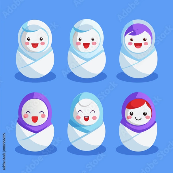 Fototapeta 3D Baby Wrapped in a Blanket on White Background - Cozy EPS Design
