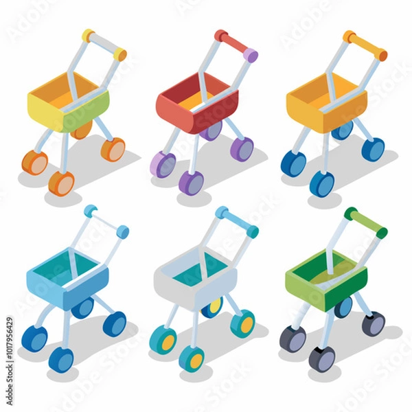 Fototapeta 3D Baby Walker Icon on White Background - Playful EPS Design