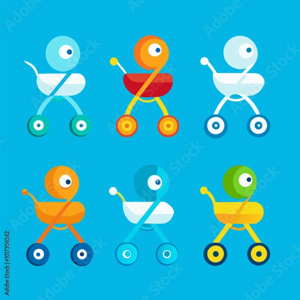 Fototapeta 3D Baby Walker Icon on White Background - Playful EPS Design