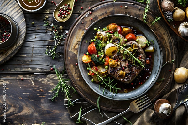 Obraz food on a table with spices
