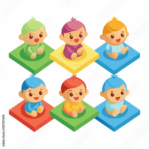 Fototapeta Playful 3D Baby on Playmat - Clean White Background EPS Design