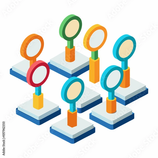 Fototapeta 3D Magnifying Glass on White Background - Sleek EPS Design