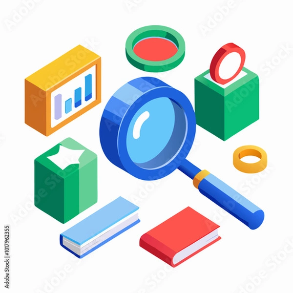 Fototapeta 3D Magnifying Glass on White Background - Sleek EPS Design