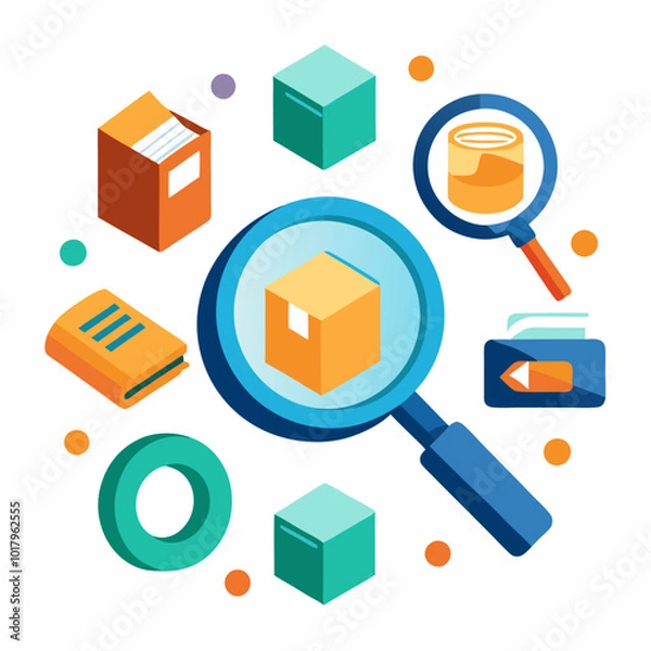 Fototapeta 3D Magnifying Glass on White Background - Sleek EPS Design