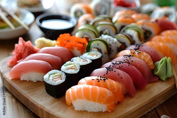 Obraz delicious sushi rolls on a plate