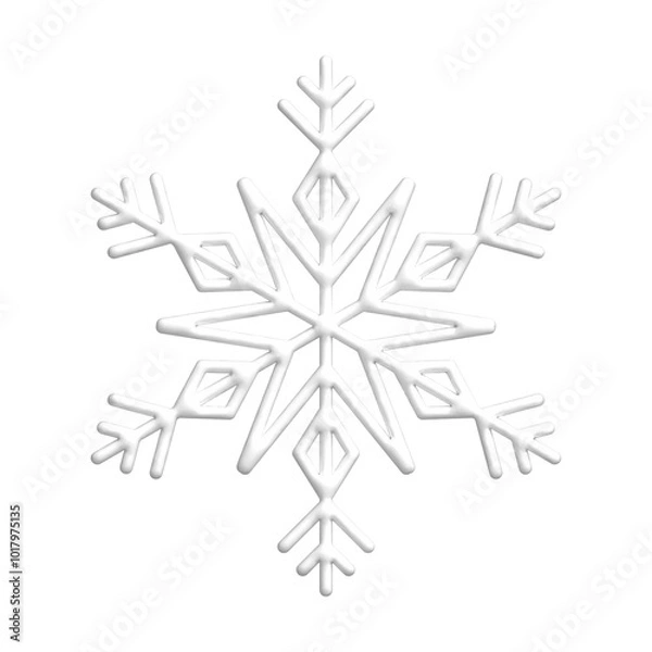 Obraz 3D white snowflake illustration. PNG with transparent background.	