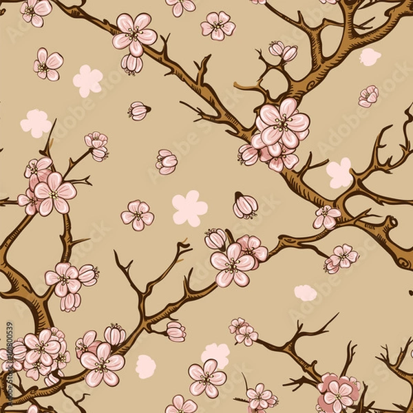 Obraz cherry or sakura seamless pattern background
