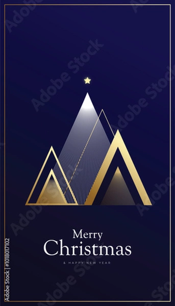 Obraz Christmas and New Year's Eve background with luxurious themed Christmas tree in triangular ornament shape.