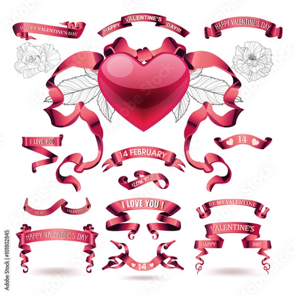 Obraz Vector set of valentines day banners