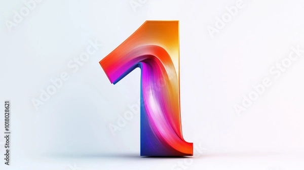 Obraz Vibrant abstract representation of the number one with a colorful swirl design on a light background