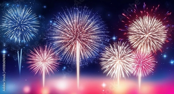 Obraz Blue theme abstract sparkles and fireworks background wallpaper