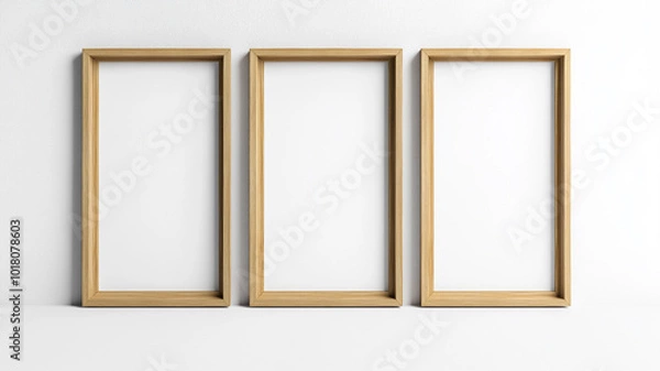 Fototapeta wooden frame mock up isolated on white background