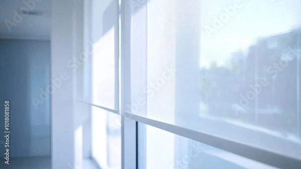 Fototapeta White roller blinds, shown against a clear background, offer a stylish and private way to cover your windows.