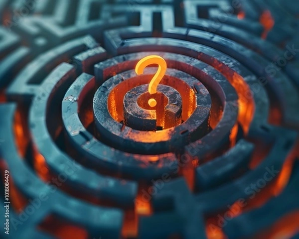 Fototapeta Navigating the Maze Exclamation Mark Guides the Way to a Breakthrough Solution