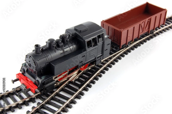 Obraz Toy Steam Train and freight wagon