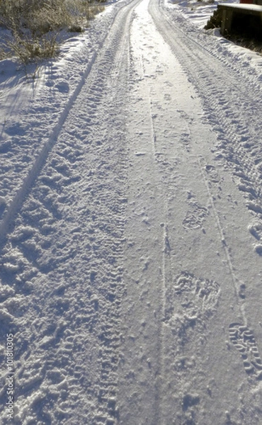 Obraz Car tracks on snow