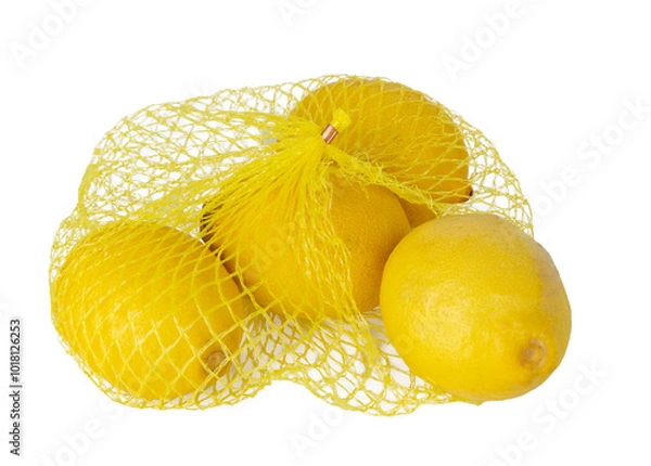 Fototapeta Lemons in a plastic net 