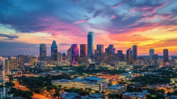 Obraz Dallas Skyline at Sunset