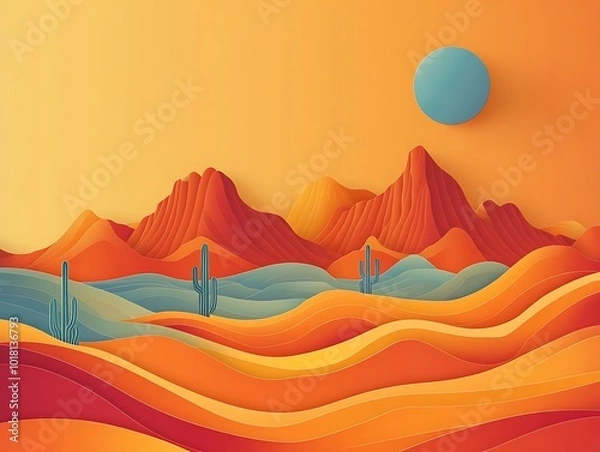 Fototapeta 
vector art Sunset over the mountains. 3D rendering. Computer digital drawing.
