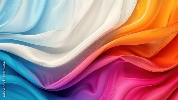 Obraz Colorful silk fabric waves creating a vibrant and smooth texture.