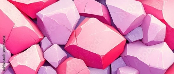 Obraz Colorful pink and purple abstract rock shapes on a white isolate background.