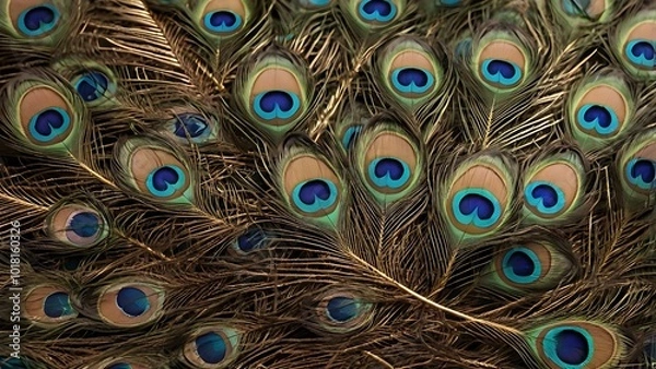 Fototapeta A bunch of peacock feathers used in Vastu to promote peace, harmony, and protection. Ideal for placing in living rooms or prayer areas to clear negative energy.