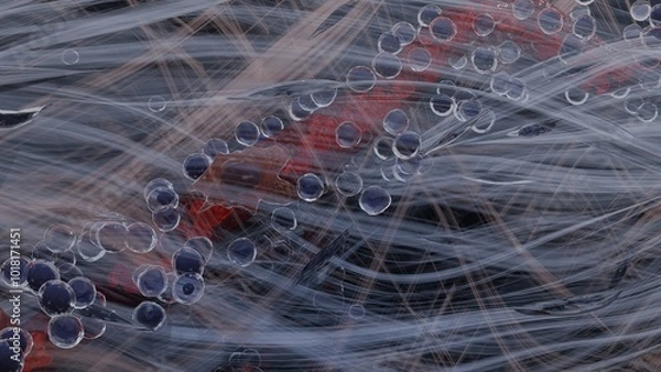 Fototapeta Perivascular inflamation in connective tissue, 3d illustration