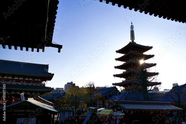 Obraz 浅草寺と五重塔