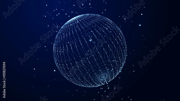 Fototapeta Abstract twisted, cosmic wormhole. Technology background. Data network. 3D rendering.