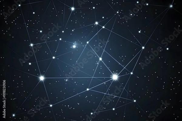 Obraz Abstract Network Connection with Glowing Nodes on Dark Background