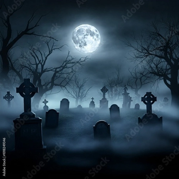 Fototapeta Haunted Graveyard Scene