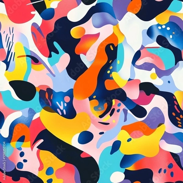 Fototapeta Tile image, A vibrant abstract background with a chaotic mix of shapes and colors