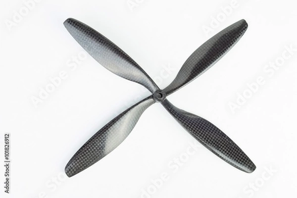 Fototapeta Carbon fiber drone propeller. Stock image macro.