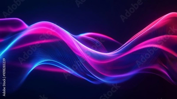 Fototapeta Abstract Wave of Pink and Blue Light on a Dark Background