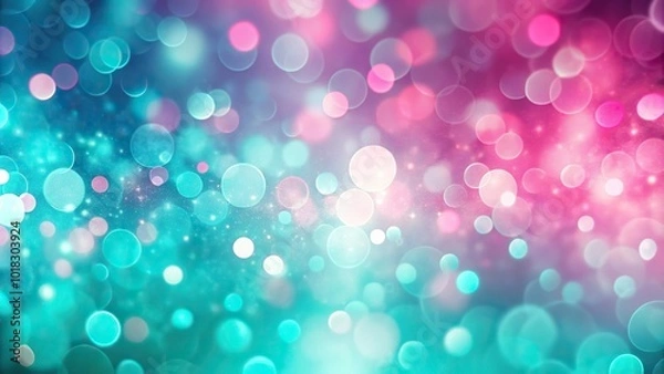 Fototapeta Abstract pink turquoise bokeh background with asymmetrical design