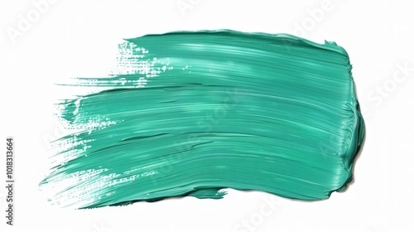 Fototapeta Soft Mint Green Brushstroke, a soothing blend of mint green hues creating a fresh and calming effect, set against a pristine white background for a serene aesthetic.