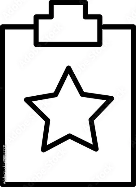 Fototapeta Favorite document icon. Clipboard with star symbol. Replaceable vector design.