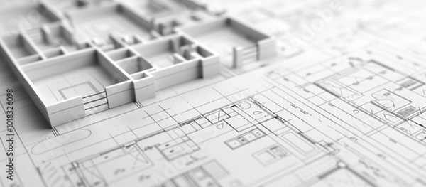 Obraz base relief close up draft drawing architectural model blueprint structure construction asset development