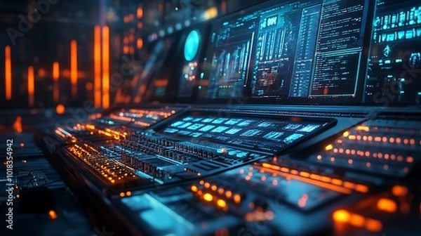 Obraz Audio illustration featuring computer shapes and patterns in a sound system digital composition