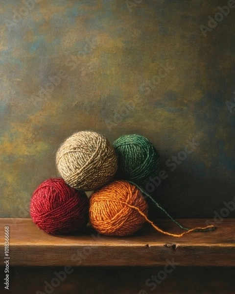 Obraz Woolen Yarn Balls in Cozy Still Life