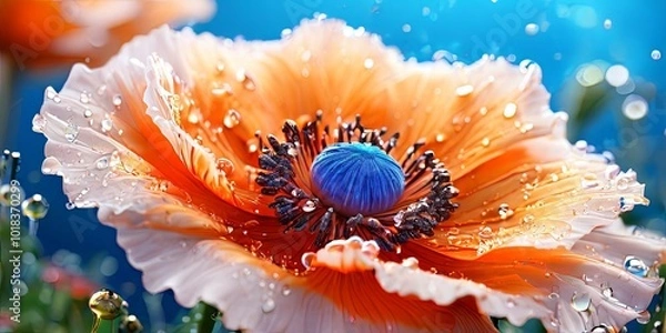 Fototapeta A close up of a flower with water droplets on it